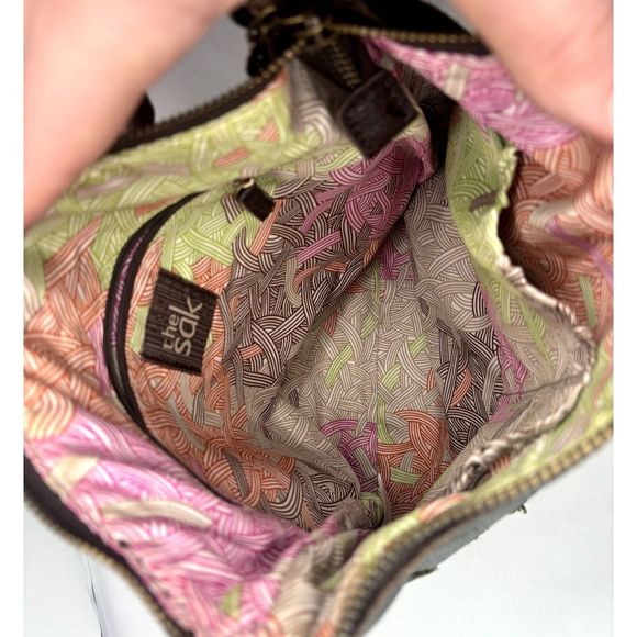 The Sak Iris Cocoa Pebbled Leather Crossbody Bag Purse Womens Brown - Picture 7 of 11